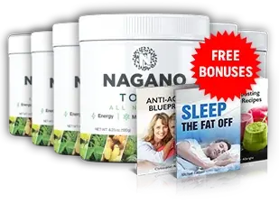 Six jars of Nagano Lean Body Tonic with the three free bonus guides